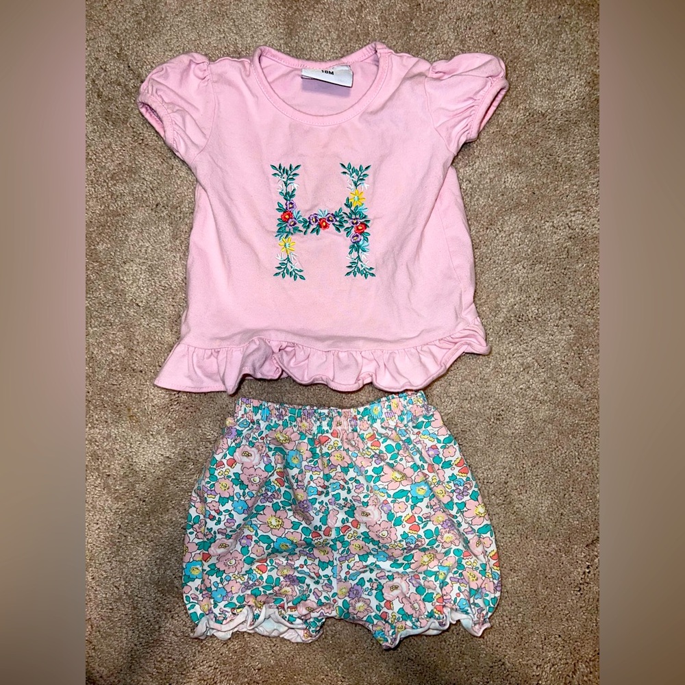 “H” monogrammed toddler matching set
